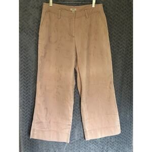 J Jill Damask Floral pattern in Peach Size 6 Crop Pant Wide Leg Casual Coquette